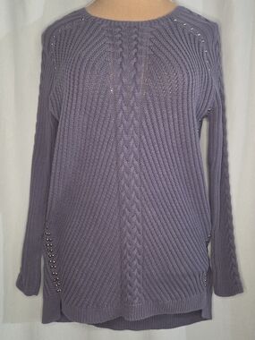 Philosophy Women’s Lavender Cable Knit Sweater with Stud Detail Size 0X